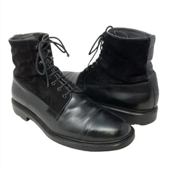 To Boot New York Burkett Black Suede & Leather Lace Up Cap Toe Boots - Size 11 main image 6